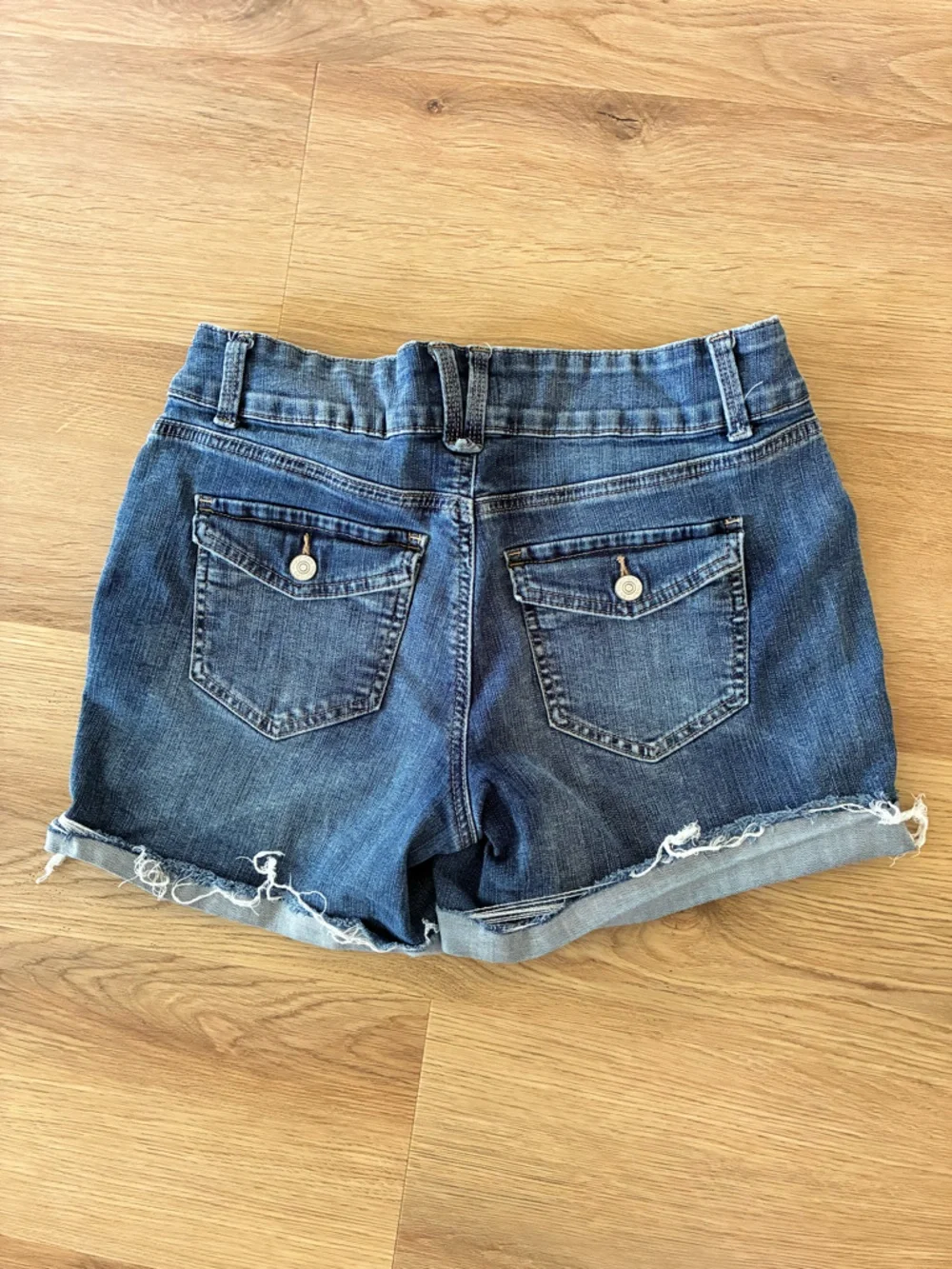 Maurices Distressed Dark Blue Denim Shorts
